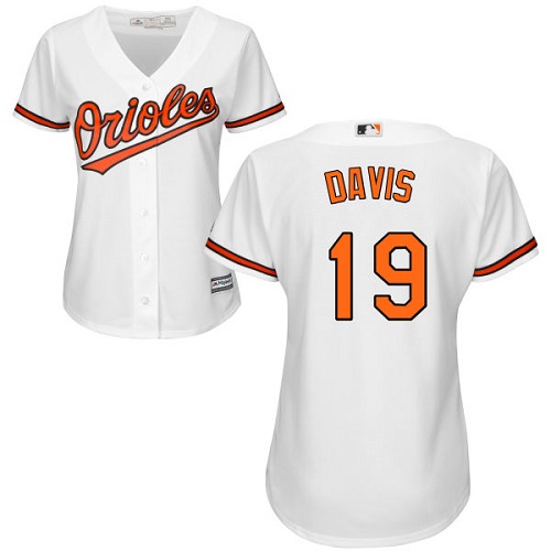 Orioles #19 Chris Davis White Home Women's Stitched MLB Jersey - Click Image to Close
